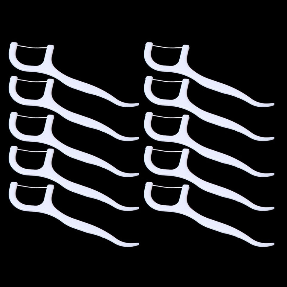 50pcs Dental Floss Flosser Toothpicks Stick